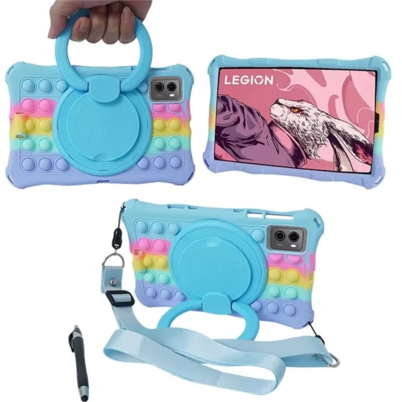 لينة سيليكون شل الاطفال الحال بالنسبة لينوفو Y700 2025 TB-321FU Legion Y700 Gen 2 TB-320FU 2023 حافظة 360 الدورية حامل غطاء