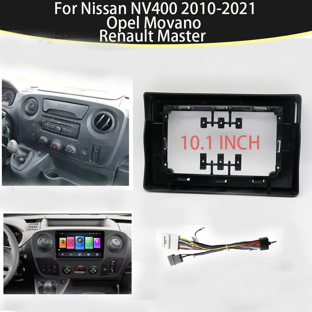 Quadro carro Kit Fascia adaptador, rádio Android, encaixe audio traço, painel para Nissan Nv400, Renault Master, Opel Movano, 10"