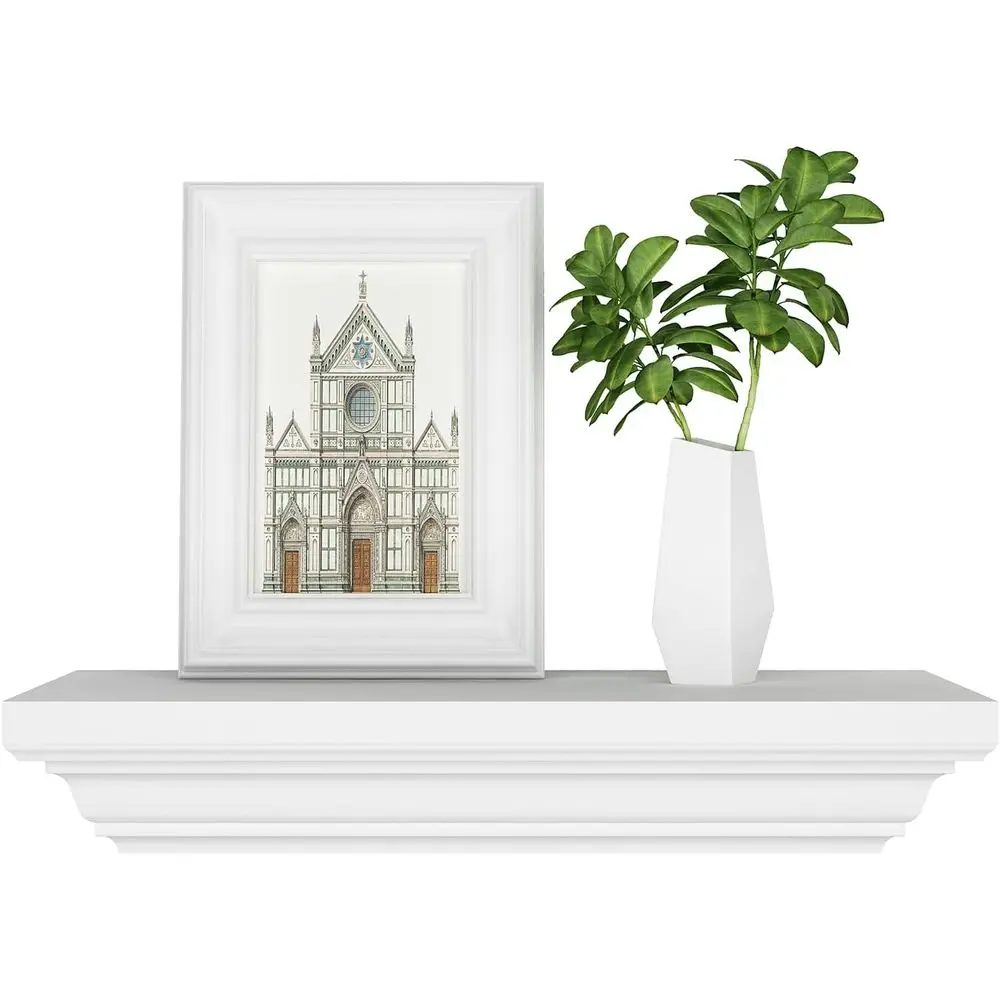 RFID-Secured Concealed Gun Storage Shelf with Secret Door, White Floating Wall Decor for Living Spaces