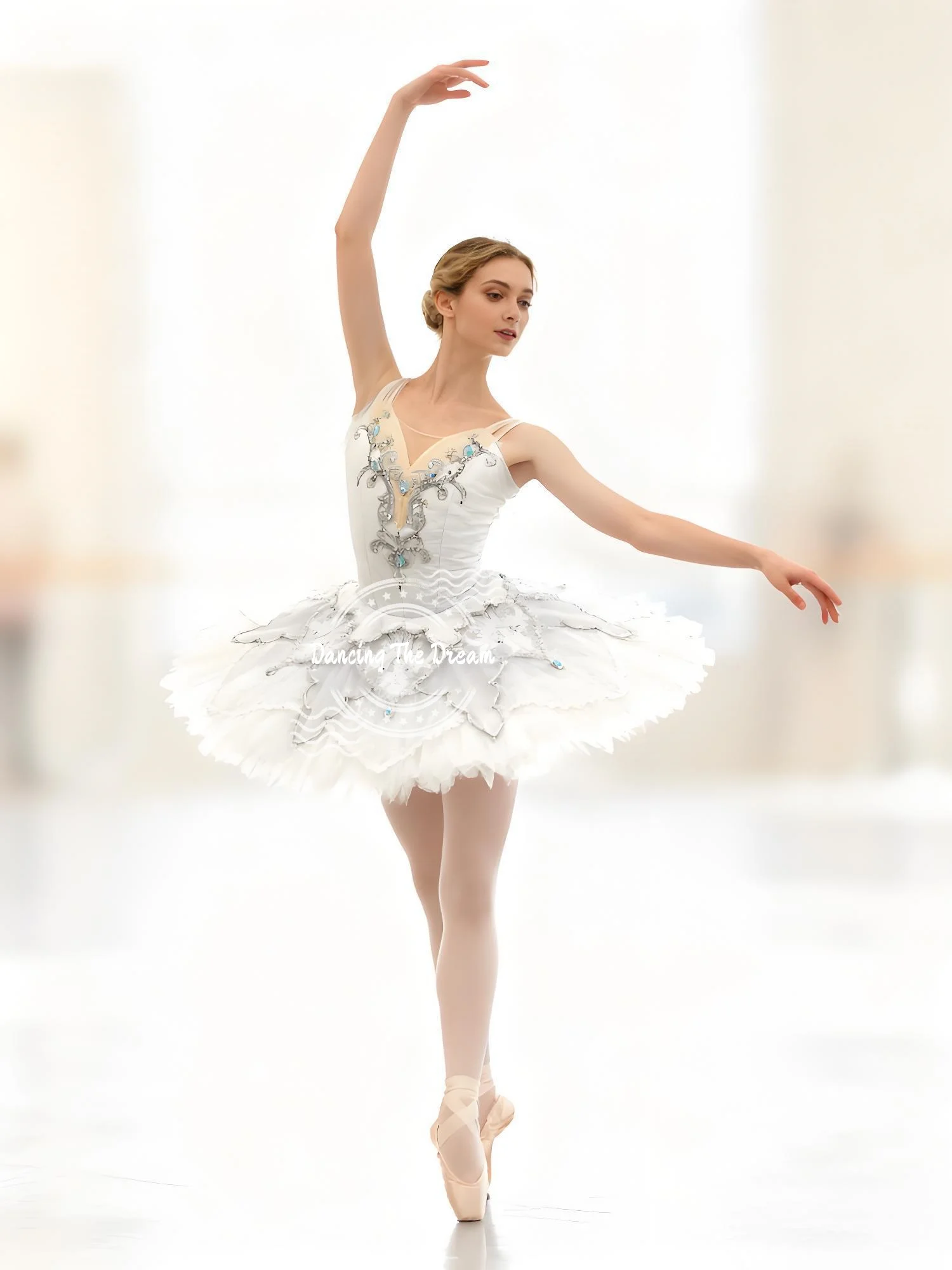 

Ballet Tutu with Silver Embellished Bodice & Multi-layered Tulle Skirt V-neck Ballet Dress w/ Silver Appliqués & Tulle Skirt