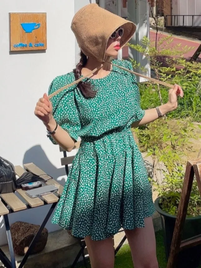 Ele Summer Floral Print Dr with Inner  Pants Versatile Sweet And Sal Sle Quali Fabric Chinese Manufacturer