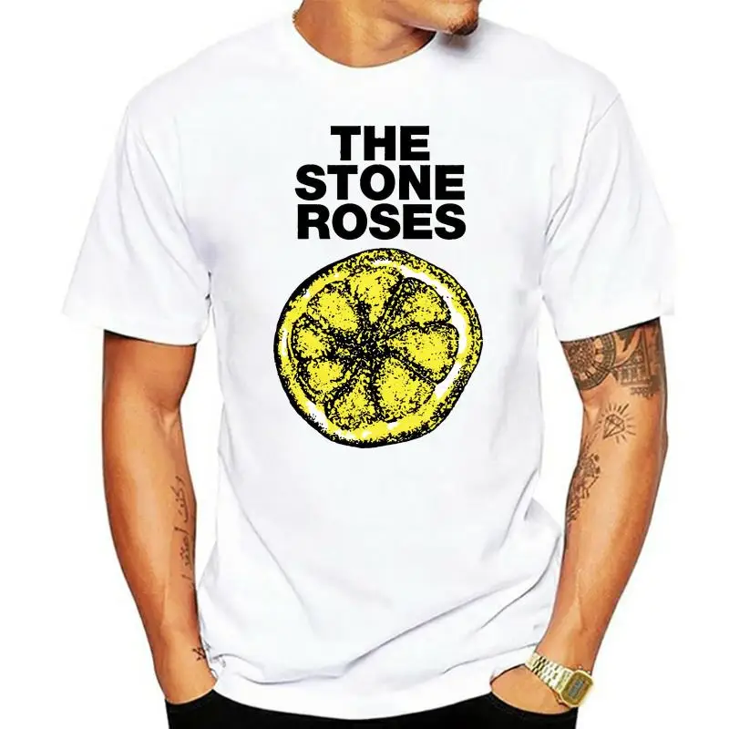 Print T Shirt Fashion Short Sleeve The Stone Roses Mens Lemon 1989 Tour T Shirt White 010639