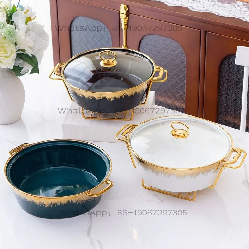 

Hotel Clubhouse Candle Heating Tableware Household Alcohol Stove Round Ceramic Dry Soup Pot