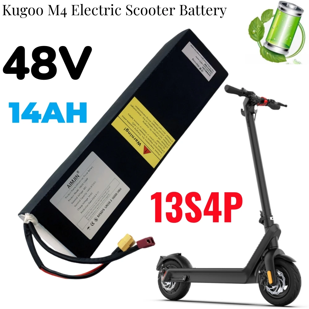 Paquete de batería de iones de litio 13S4P 672Wh 48V 14Ah adecuado para batería de patinete eléctrico Kugoo M4/M4Pro 14000mAh BMS integrado