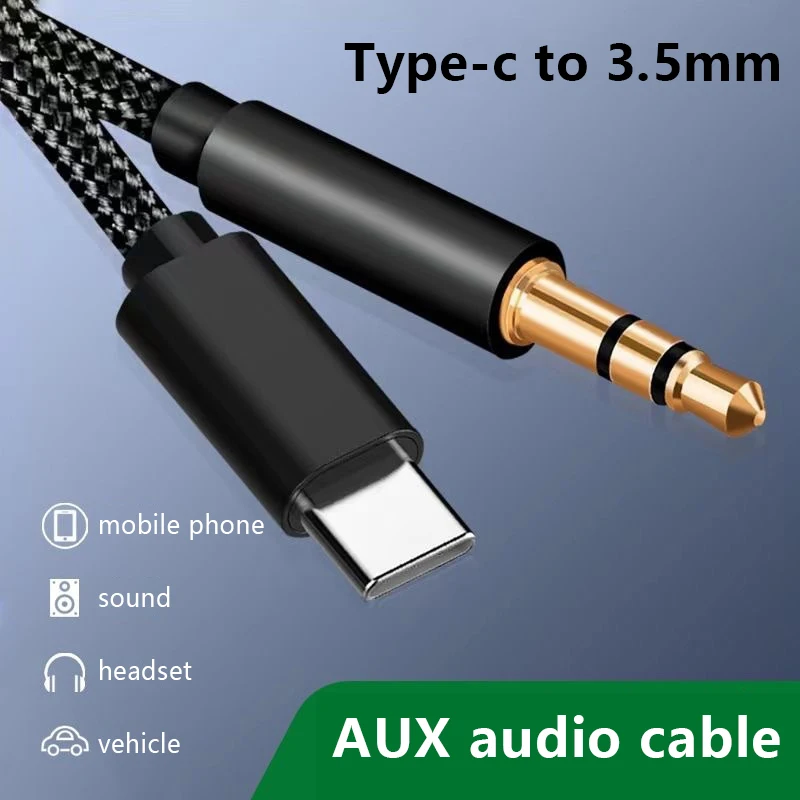 For Mobile Phone Accessories Aux Audio Cable Type-C USB-C to 3.5mm Male Jack Adaptor Wire Line