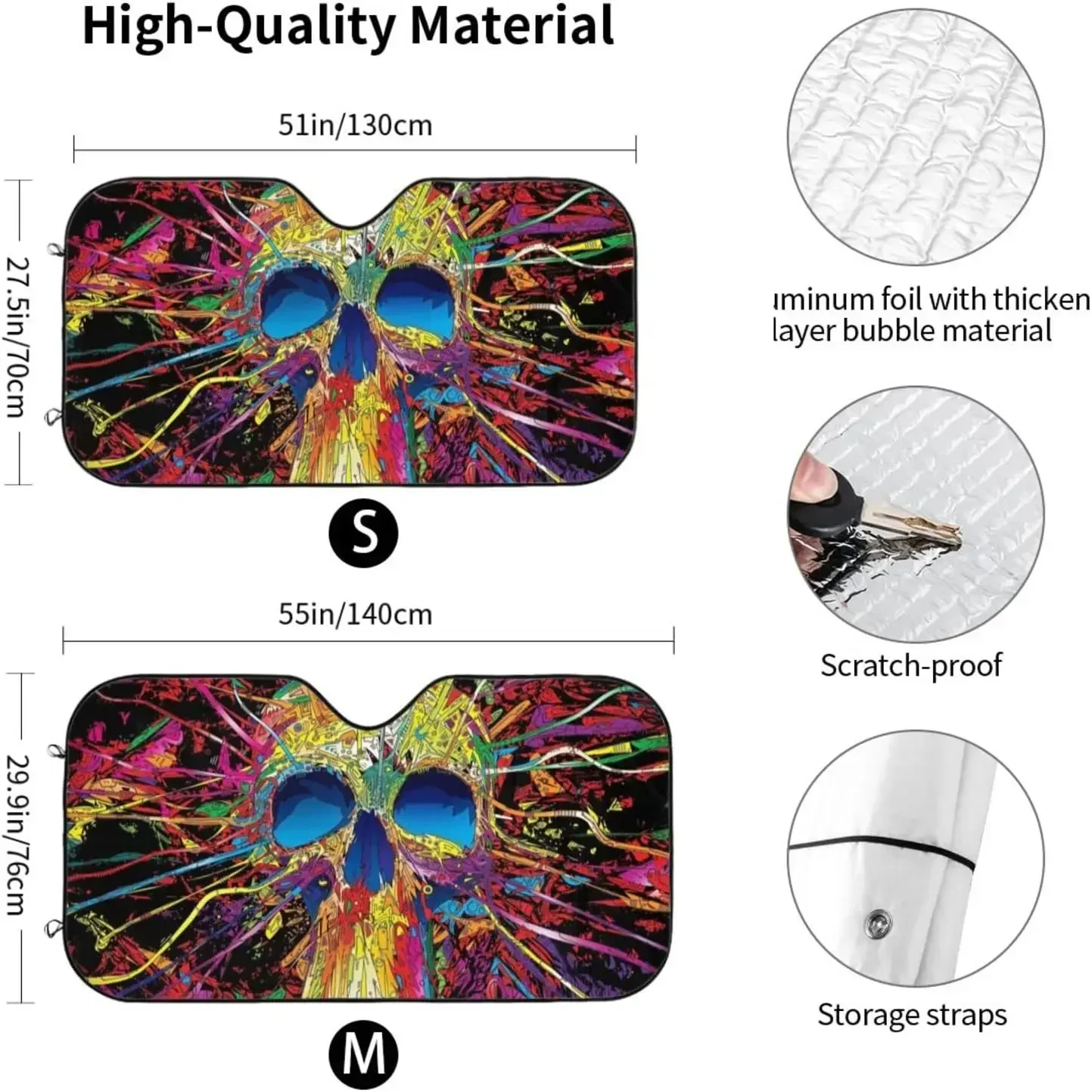 

Rainbow Skull Windshield Sun Shade Car Front Window Sunshade for Most Sedans SUV Blocks Max Uv Rays and Keeps Your Vehicle Cool