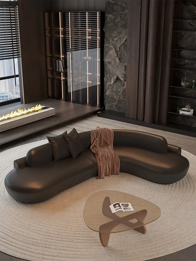 Minimalist curved corner sofa light luxury special-shaped rest area reception