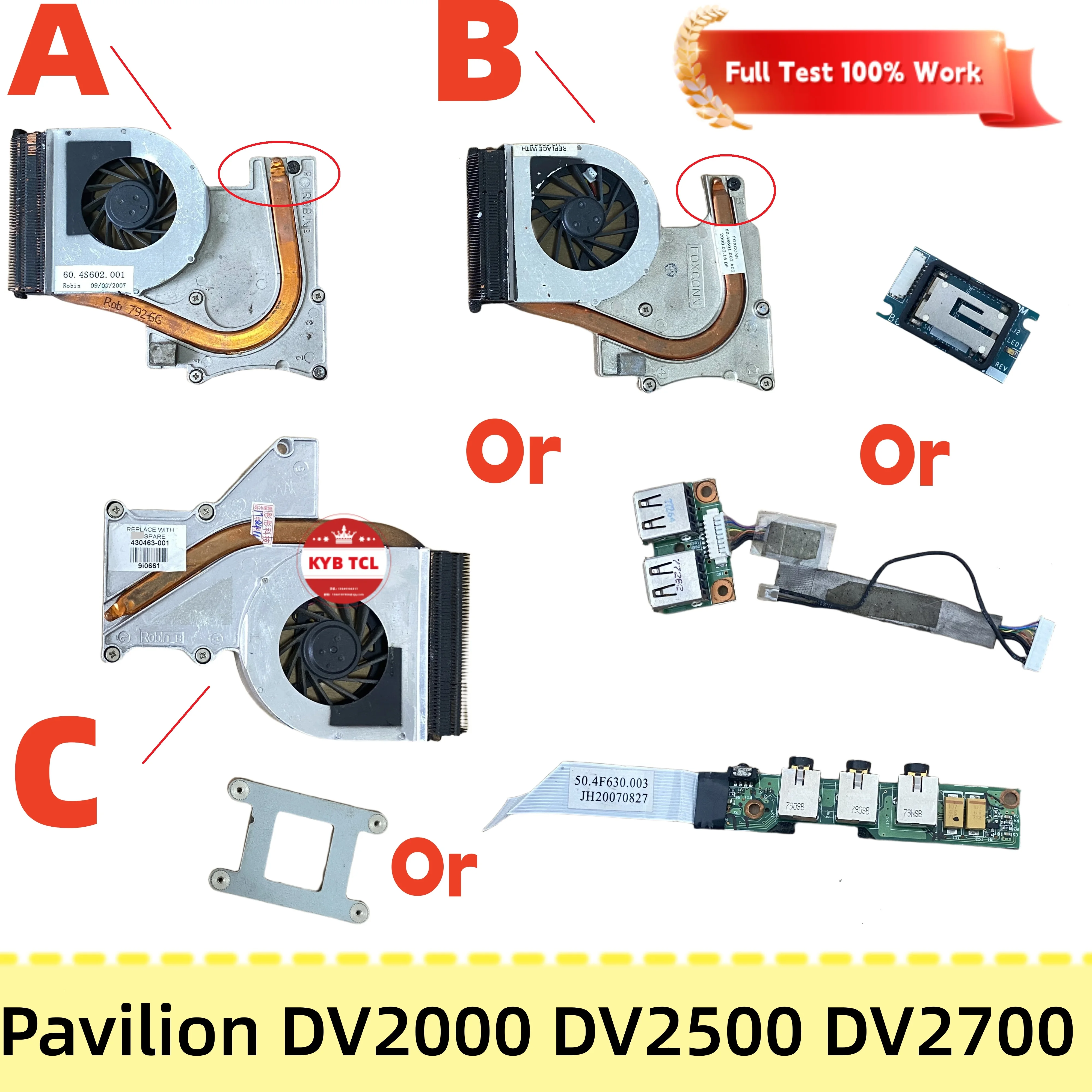 05541-1 48.4F604.011 50.4F504.001 50.4F504.002 07535-1 48.4F610 Placa USB ou placa de conector de áudio ou placa de módulo Bluetooth com dissipador de calor para HP Pavilion dv2000 DV2500 DV2700 430463-001 455843-001