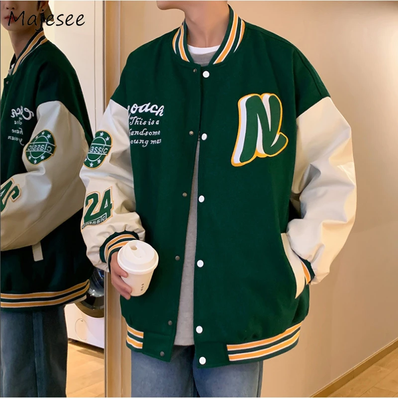 Jackets Men Letter Fashion Baseball Hip Hop All-match Outwear Teens Coats Harajuku Streetwear Loose Patchwork Couples Gentle