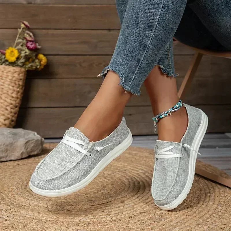 New Women'S Canvas Breathable Comfort Sports Shoes Woman Fashion Casual Flat Vulcanized  Shoes Female Light Walking Shoes