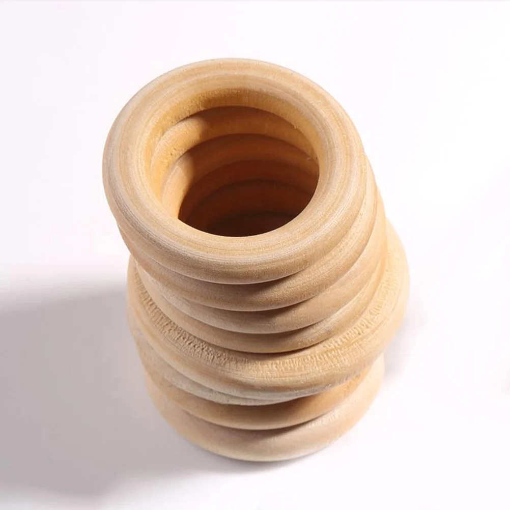 12pcs 55mm Wooden Ring Plain Wood Color Swinging Ring Wood Ring for Crafts Making