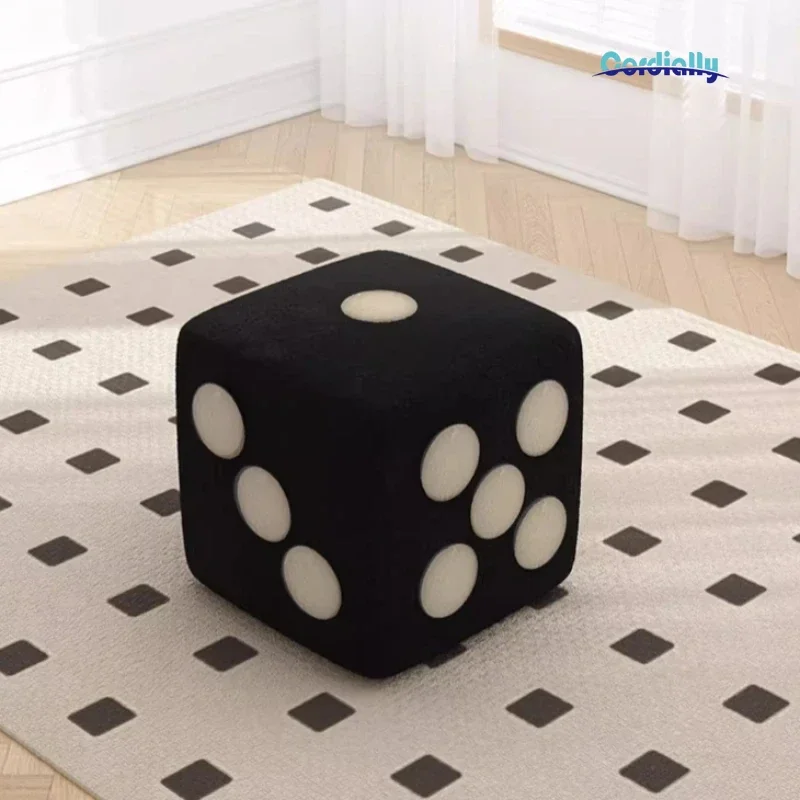 Dice Square Stool Furniture Minimalist Modern Small Cushion Stool Nordic Creativity Entrance Shoe-changing Stool Black White