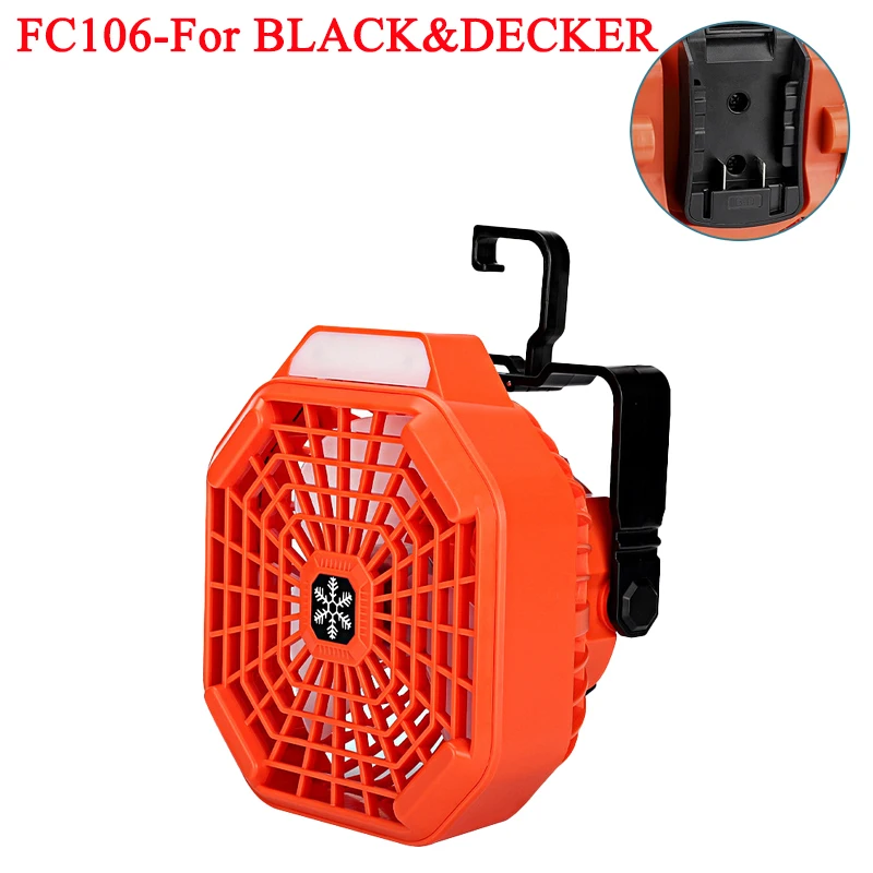 

For Black & Decker 20V Lithium Batteries Portable Camping Fan Rechargeable Cordless Fan with Remote Control for Home and Outdoor