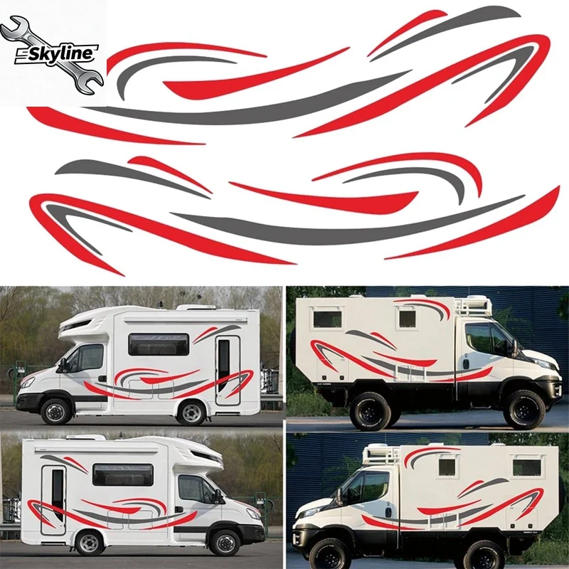 Motorhome Universal Body Sticker DIY Stripes image Decal Sticker Decoration for Caravan Trailer