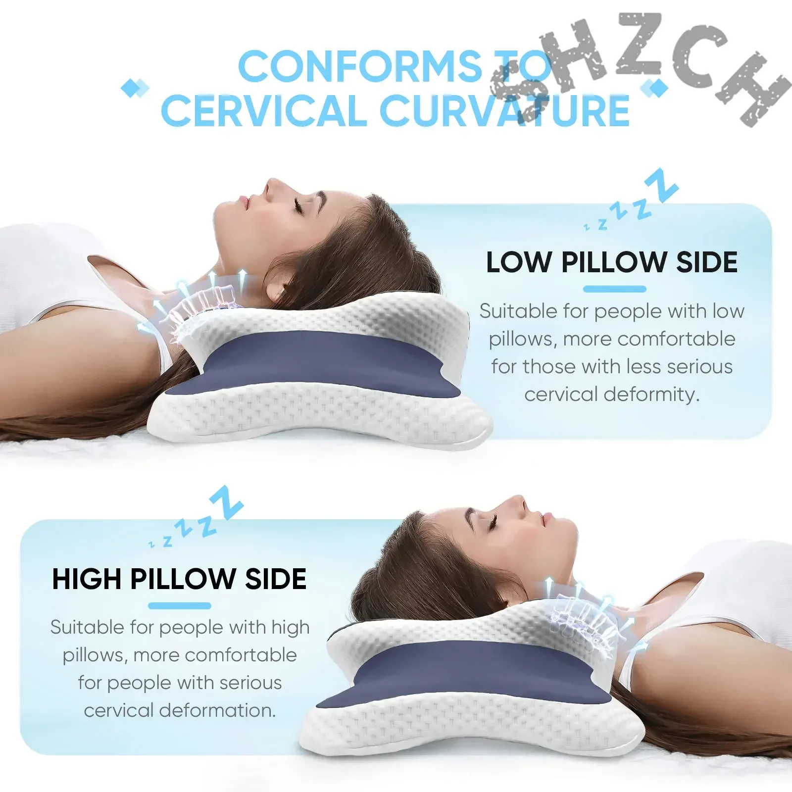 Ergonomic Memory Foam Cervical Pillow for Neck Support – Contour Design for Side, Back & Stomach Sleepers