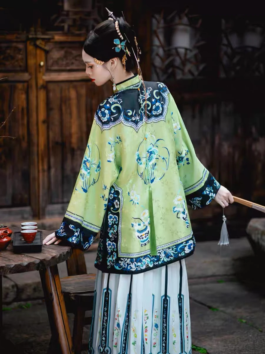 een-hanfu-women's-court-sle-costume-set-qing-dynas-qingang-mrs-dance-skirt-polyester-fiber-35-years-old-and-above