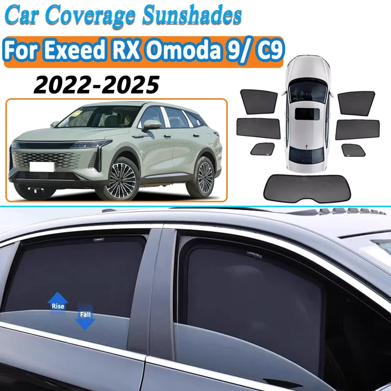 

Солнцезащитная сетка для автомобиля Exeed RX Omoda 9 C9 Yaoguang 2022-2025: магнитная шторка на окно, защита от солнца и комаров, автоаксессуары