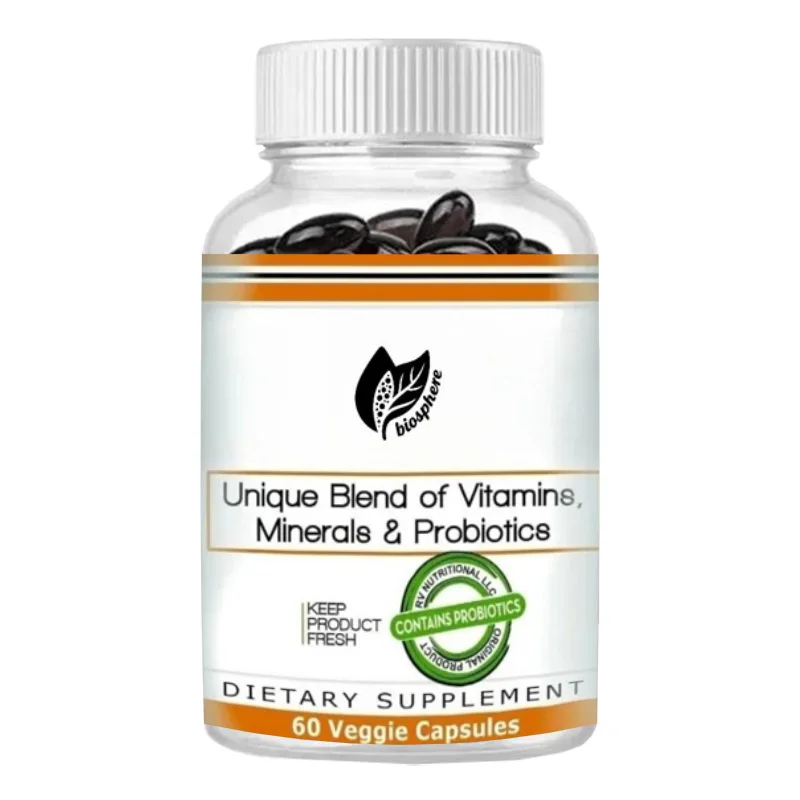 Complejo Probiótico Multivitamínico - Sin GMO | Fácil de tragar, 60 cápsulas vegetarianas