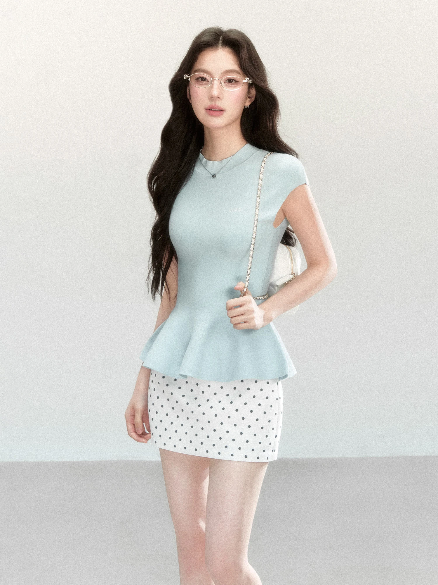QDQD Korean Style Elastic Knitted Short Sleeve Summer New Waist-Cinching Slim Design Pure Color Soft Skin-Friendly T-Shirt