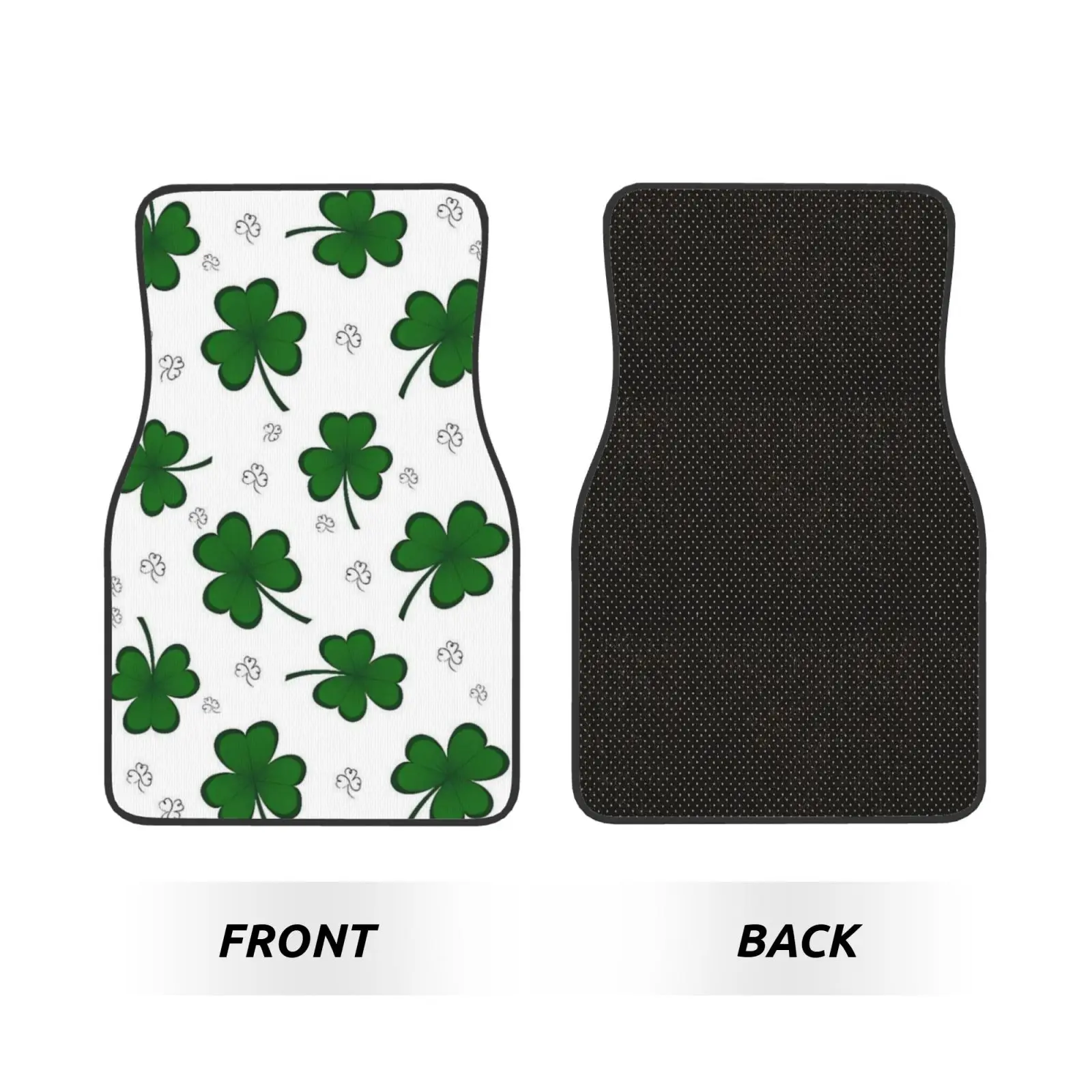 Shamrock St. Patrick's Day Print Car Floor Mats Waterproof Car Carpet Mat Set of 4pcs with Anti-Slip Backing Fit for SUV Trucks