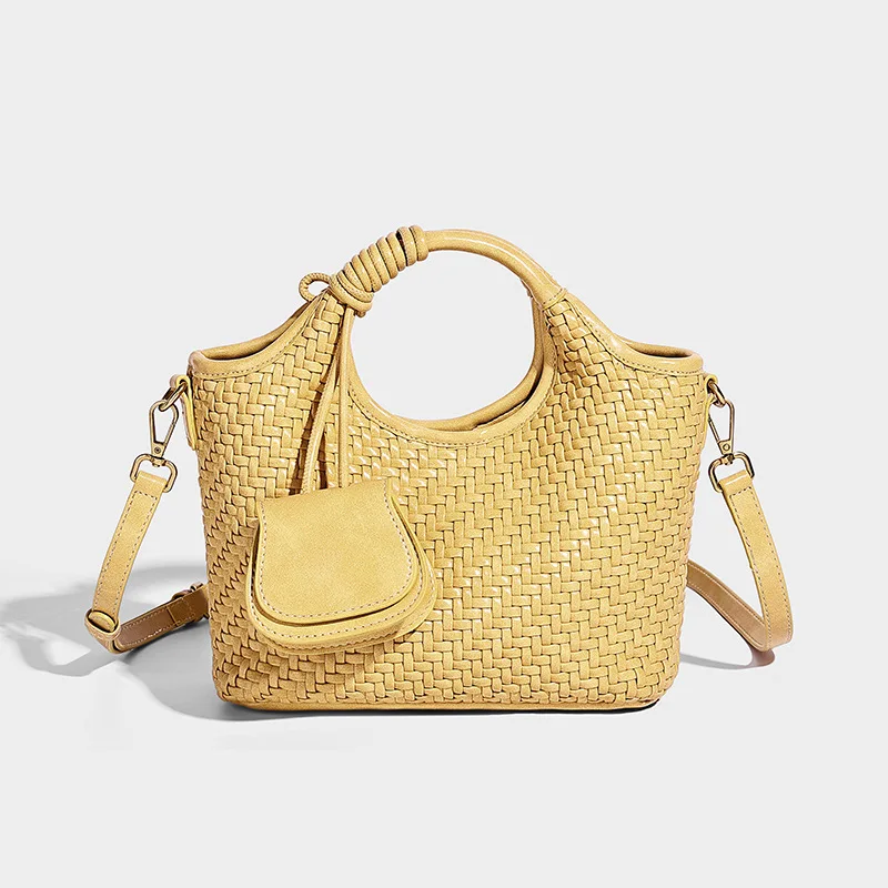 

FIRMRANCH 2026 Spring/Summer New Hand-woven Premium Tote Basket Bag Fashionable Women's Shoulder Crossbody Purse Chic Hobos