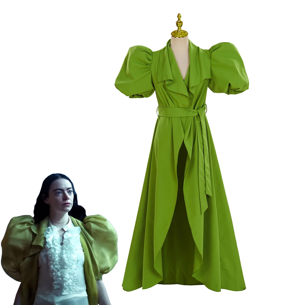 Bella Baxter Cosplay Costume Movie Poor Cos Thing Green Robe Coat Female Halloween Carnival Party Roleplay Clothing