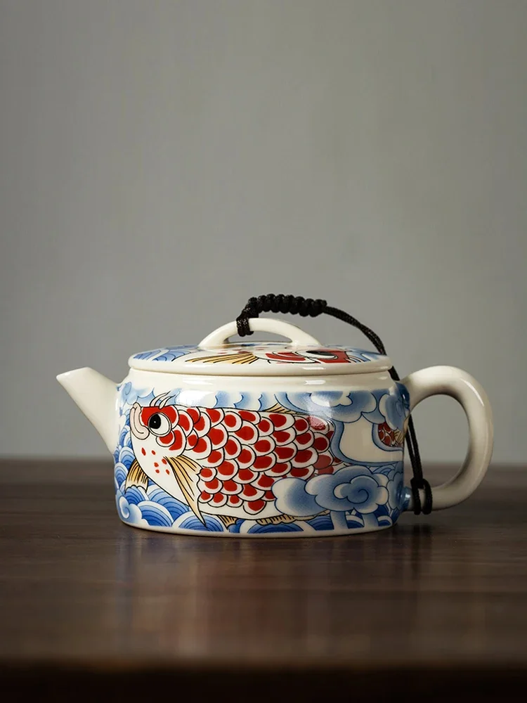 Chinese Style Large Mouth Teapot Good-looking Teapot Household Ceramic Chinese Style Single Teapot Kung Fu Tea Set