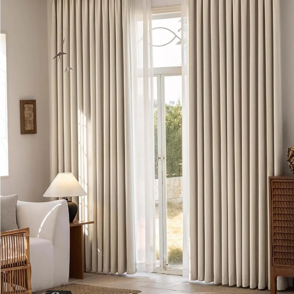 Rideaux insonorisés à isolation thermique, bloquant la lumière, avec œillets, pour chambre à coucher, traitements de fenêtre occultants, 90%