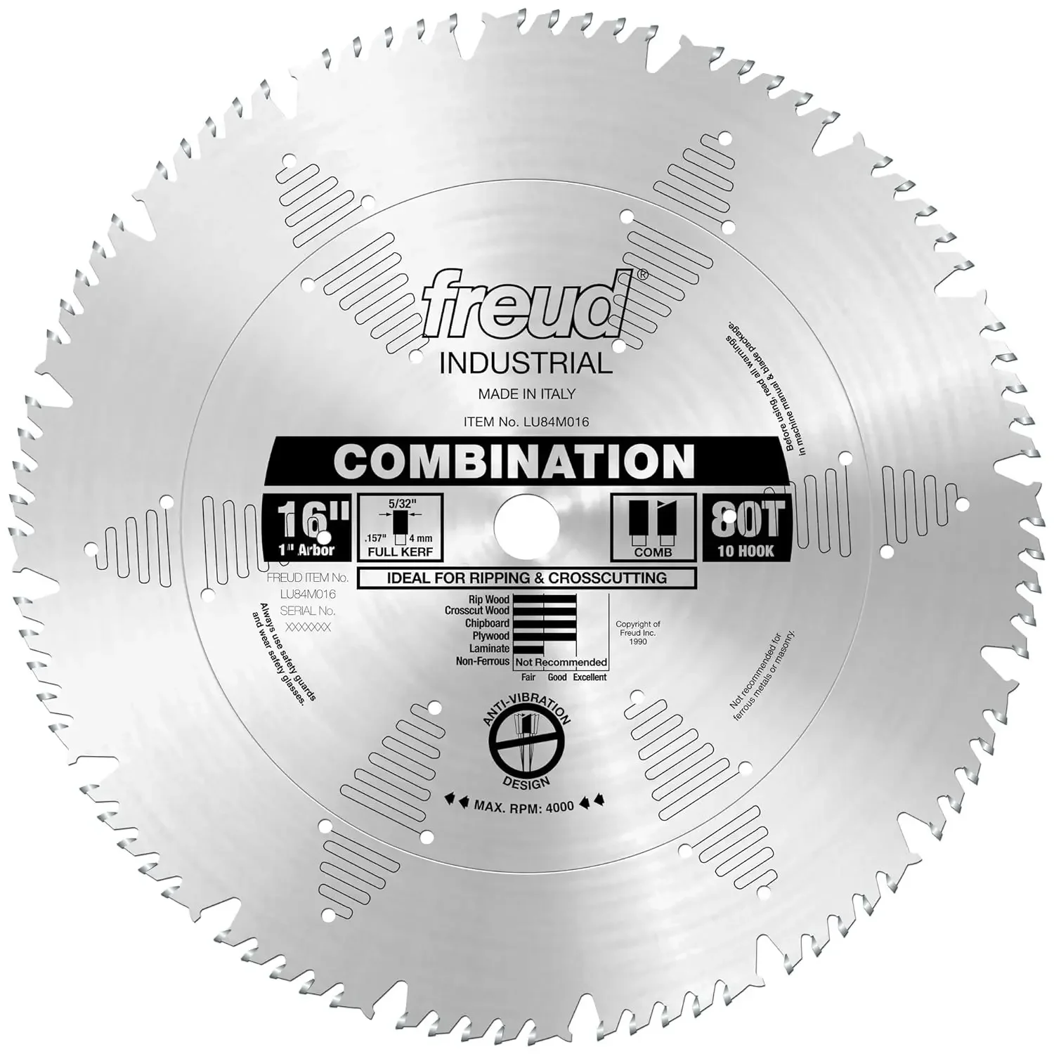 LU84R016: 16" x 80T Combination Blade