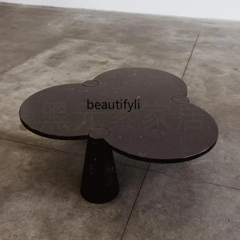 CC Italian minimalist, natural marble coffee table, designer, living room household  creative special-shaped small tea table