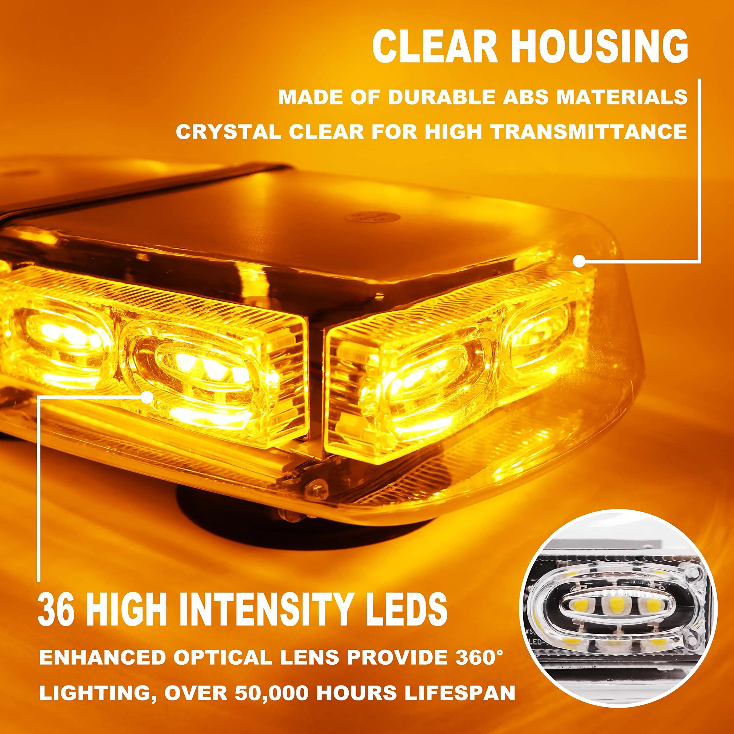 36led Emergency Car Roof Top Strobe Light Signal Lights Flashing Safety Warning Lamp Wireless Magnetic Mount Waterproof 12V/24V