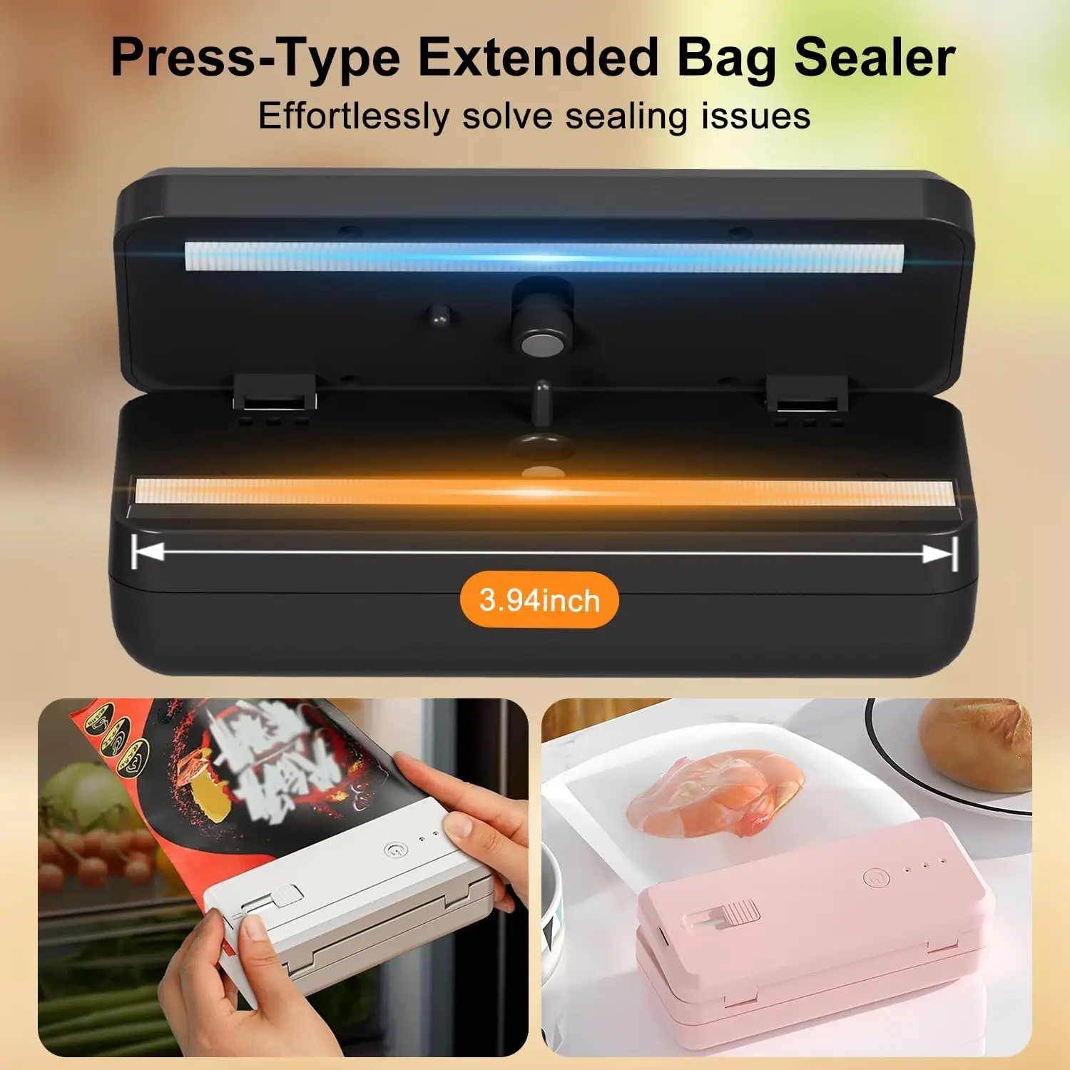 Draagbare 2-in-1 Mini Bag Sealer met Heat Seal & Cutter Magnetische Handheld Chip Bag Sealer voor Snacks Snoepjes Voedselopslag