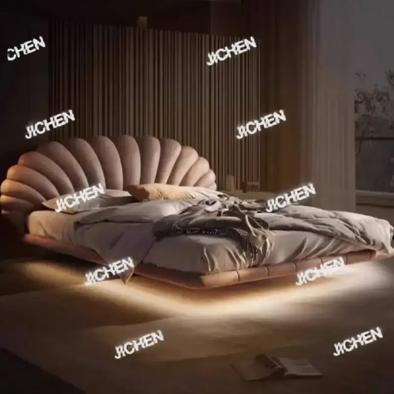 HG تصميم فريد من نوعه سرير مزدوج أوروبي الحد الأدنى الحديثة العائمة إطار سرير مزدوج الملك الحجم العائمة كاما الأثاث الزوجي H #5