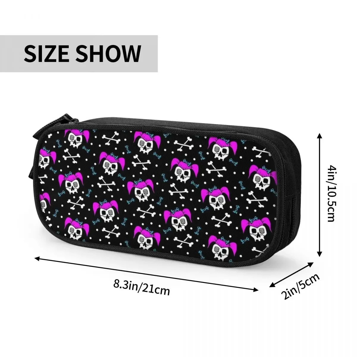 Custom Kawaii Horror Skull Print Pencil Case for Girl Boy Large Storage Skeleton Death Pencil Pouch School Supplies