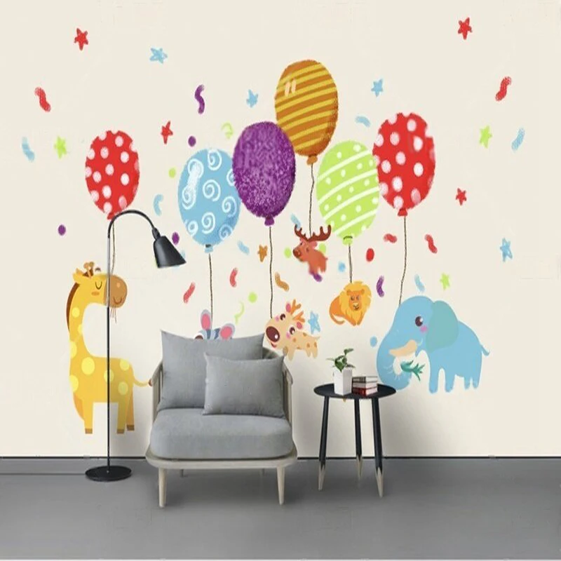 

Милые животные, мультяшные воздушные шары, детские наклейки, украшения для детской комнаты, роскошные украшения для дома, фоновая стена