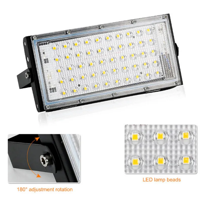 LED Flood Light 50W AC220V Outdoor Floodlight White Warm White RGB Outdoor Spotlight Waterproof Street Lamp Garden Lighting