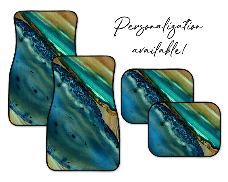 

Turquoise Agate Car Mats, Personalization Available