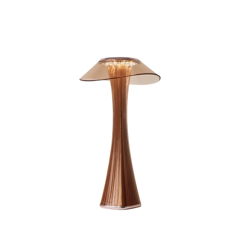 

Touch Dimming Bedroom Led Desk Lamp Stylish USB Rechargeable Acrylic Cordless Mushroom