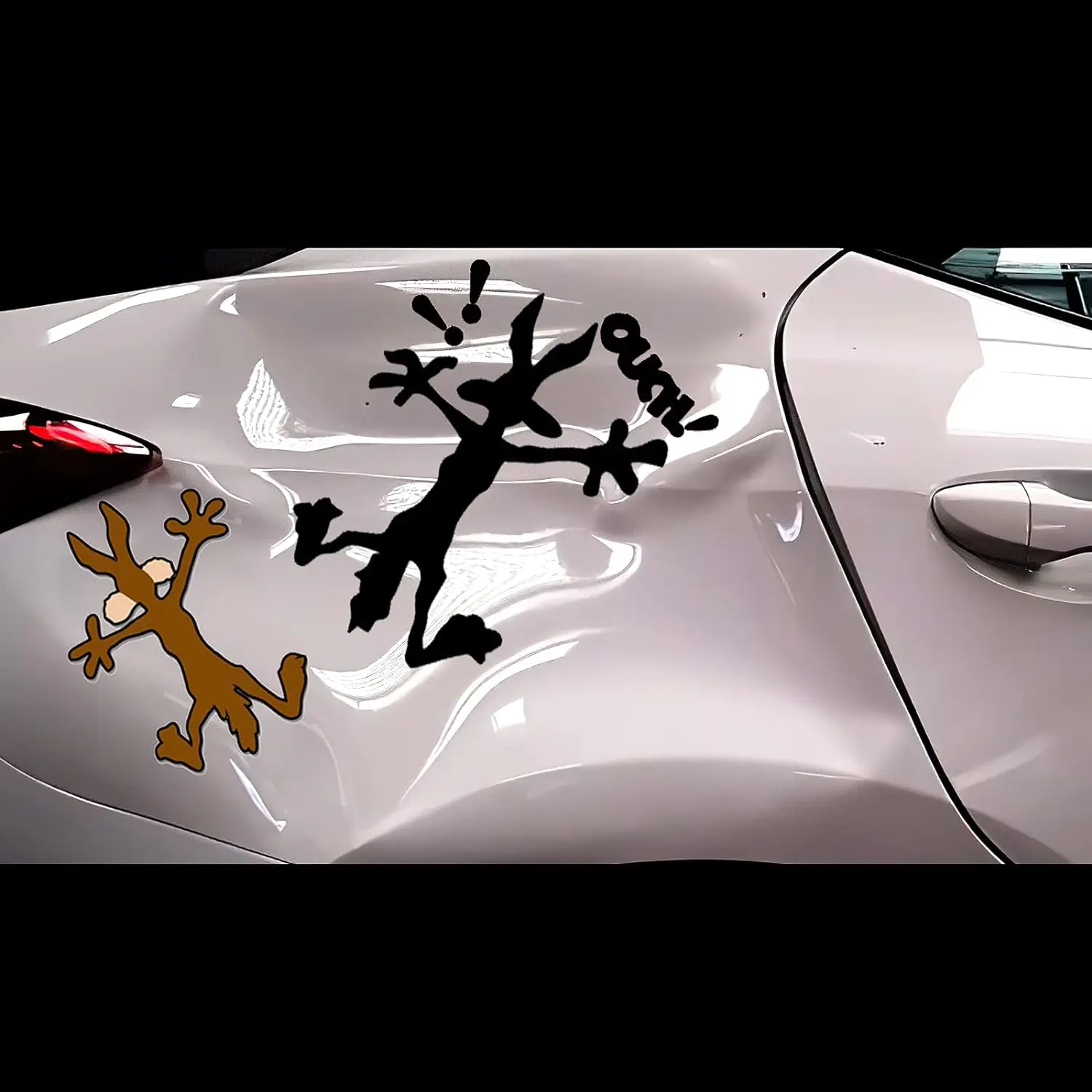 Reflective Dent Fix Car Decal, Cartoon Coyote Splat Hitting Wall Door Cars Laptop Truck Bumper Window Decal Bandaid Sticker