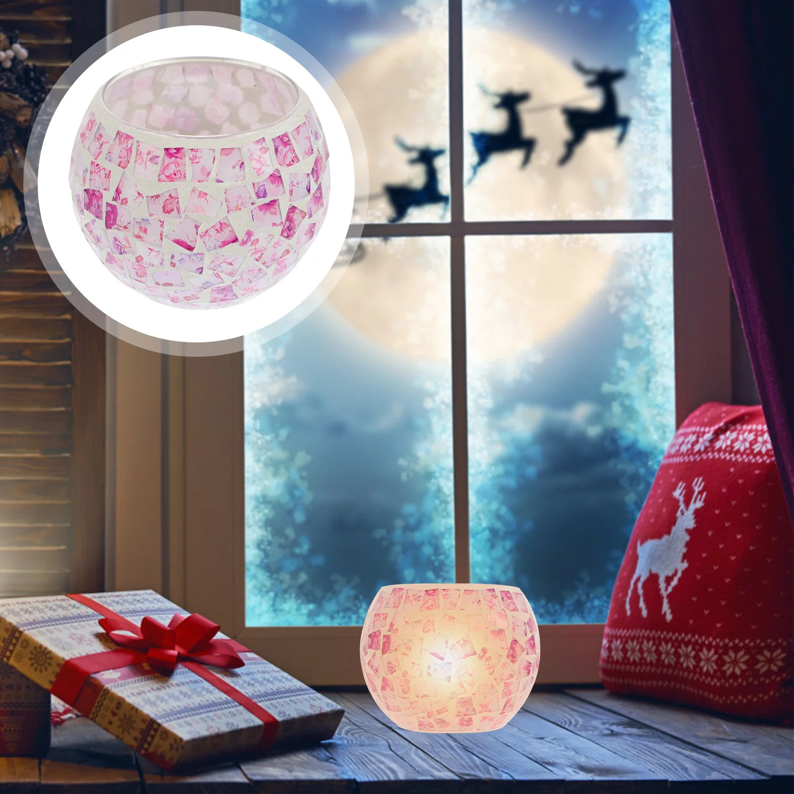 

Glass Candleholder Elegant Mosaic Design for Home Dining Table Romantic Candlelight Dinner Restaurant Decor Table Adorn