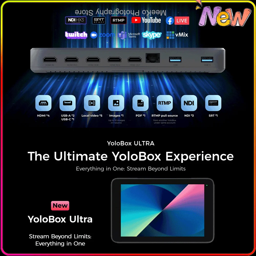 YoloLiv YoloBox Ultra, The Ultimate All-in-one Horizontal/Vertical Live Streaming Equipment Switcher Monitor Encoder Recorder, f