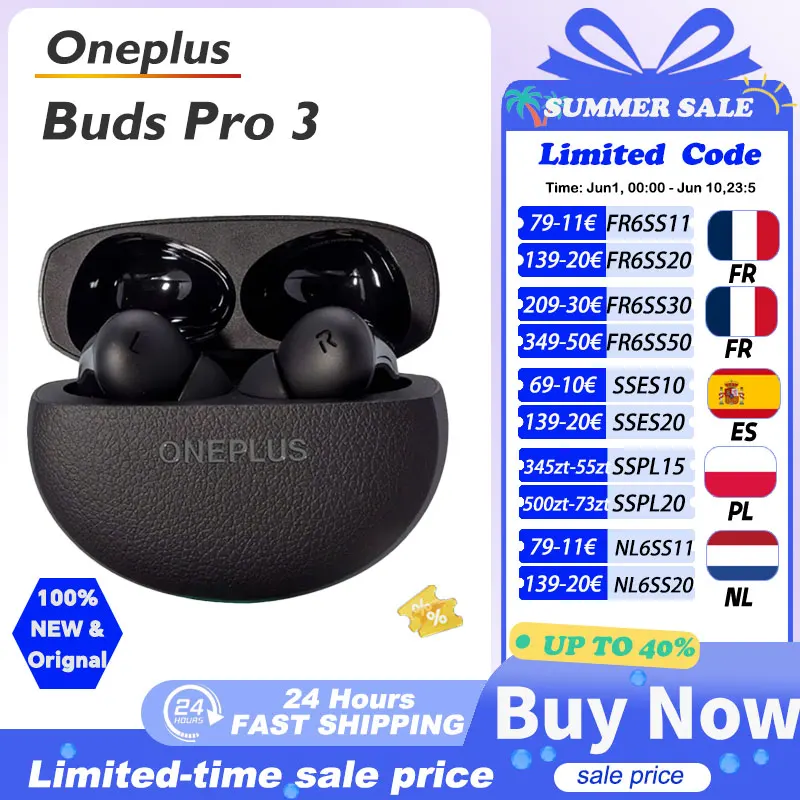 Global Version Oneplus Buds Pro 3 oneplus Earphone TWS Bluetooth Earphone 50dB Active Noise Canceling 43h Battery Life For Oneplus 12