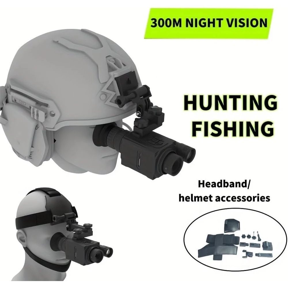 

1080P Night Monocular - 5X Zoom, 300m IR, Head Mountable - for Hunting, Fishing & Camping (Black)