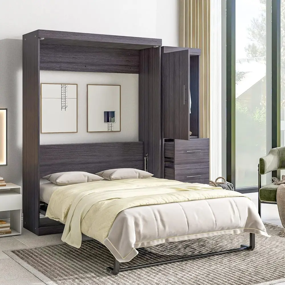 

Space-Saving Murphy Bed with Storage Wall and Wardrobe for Compact Living