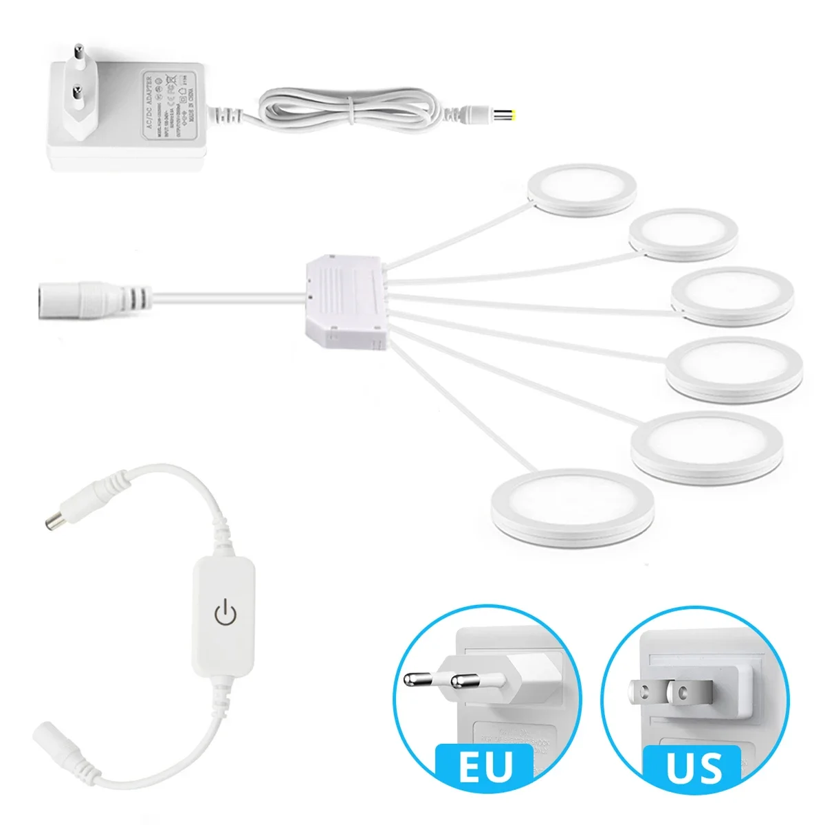 1-6PCS LED Panel Light Dimmable Touch Sensor Swtiching Neutral White/Warm White/White 12V Ceiling Light Night Cabinet Puck Lamp