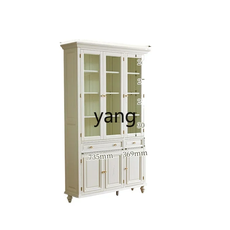LH all solid wood three doors four bookcases French light luxury high-grade all log rural study furniture