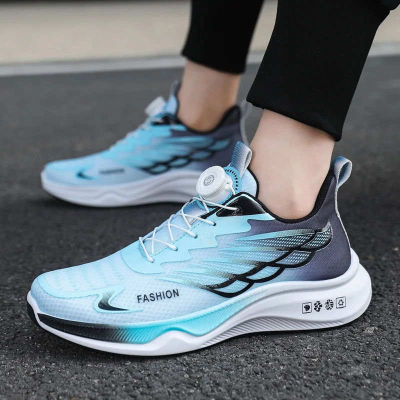 

Men's Sport Shoes with Rotating Buckle Breathable Mesh Running Shoes Increased Height Casual Shoes for Teenagers round Toe PV...