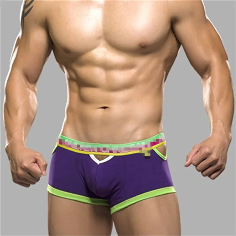 

Men's Boxer Briefs Erotic Modal Spliced Boxers Comfortable Breathable Sexy Low-waisted Excitation Convex Hollowing Underwear