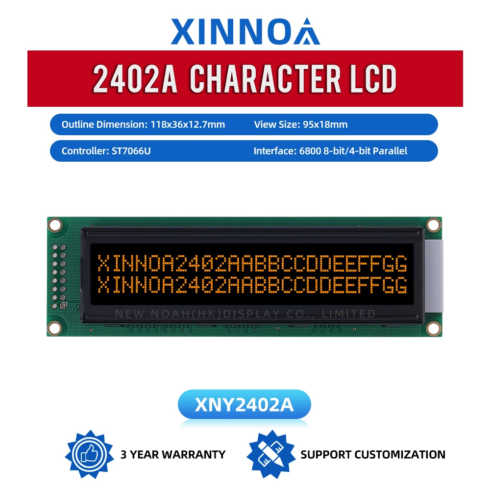 

BTN black film Orange 2402A Character Screen 4*24 4X24 COB Monochrome Character Screen Controller ST7066U 2402 Display Screen
