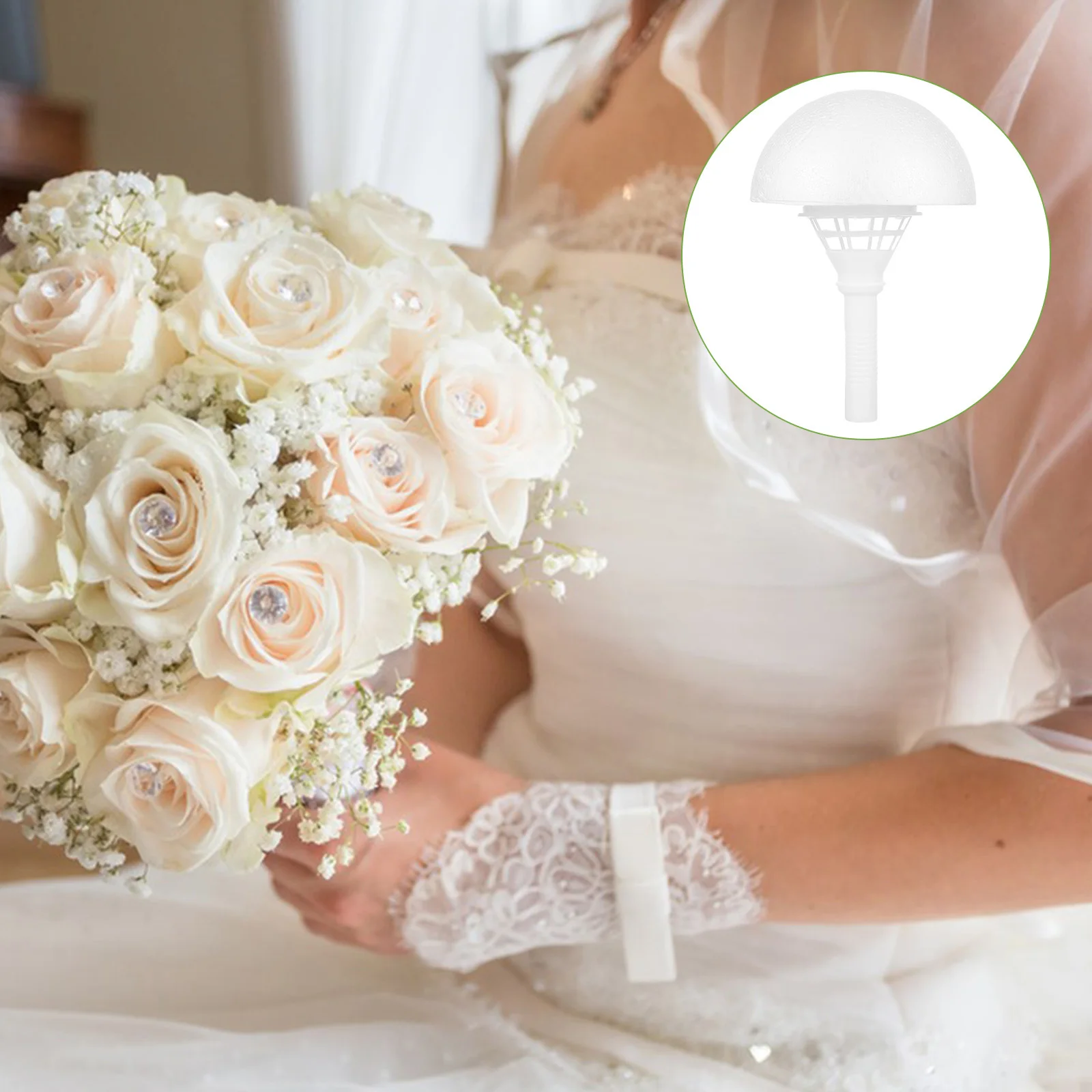 

2Pcs Lace Edge Bouquet Holders Foam Floral Handle Stable Bridal Flower Holder Wedding Bouquet Supplies DIY Arrangement Kit